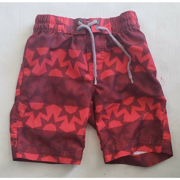 Tea Swim Shorts Boys Toddler Size 2y Swimwear Red Board Trunks Stripes Stars - Picture 1 of 3